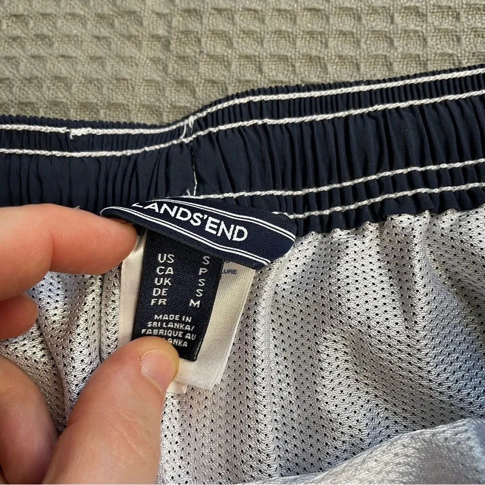 Lands End Swim Trunks Small Men’s Cargo Surf Navy Blue With Mesh Liner